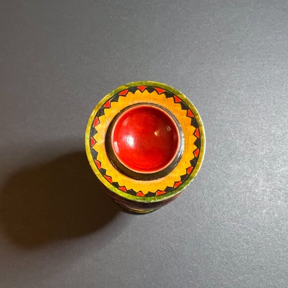 VTG Hand Painted Wooden Decorative Folk Art Geometric Pattern Egg Holder Stand - Picture 4 of 6